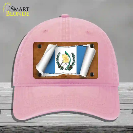 Guatemala Flag Scroll Novelty License Plate Hat Unconstructed Cotton / Pink