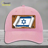 Israel Flag Scroll Novelty License Plate Hat Unconstructed Cotton / Pink