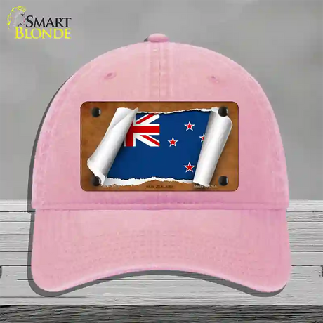 New Zealand Flag Scroll Novelty License Plate Hat Unconstructed Cotton / Pink