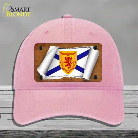 Nova Scotia Flag Scroll Novelty License Plate Hat Unconstructed Cotton / Pink