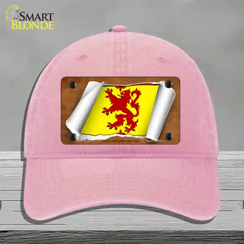 Scotland Rampant Lion Flag Scroll Novelty License Plate Hat Unconstructed Cotton / Pink