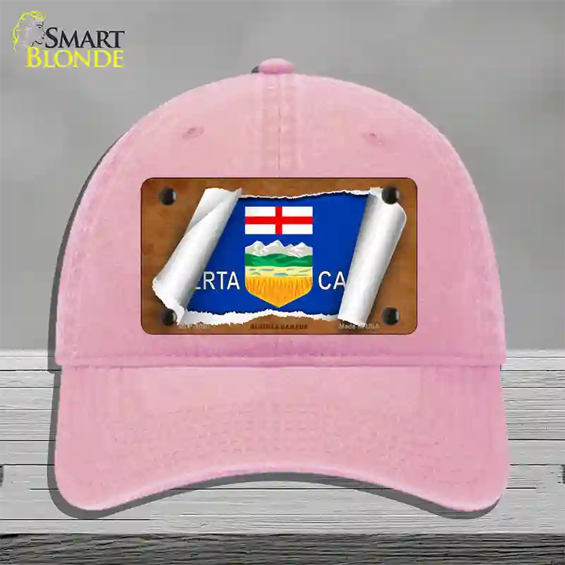 Alberta Canada Flag Scroll Novelty License Plate Hat Unconstructed Cotton / Pink