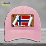 Norway Flag Scroll Novelty License Plate Hat Unconstructed Cotton / Pink