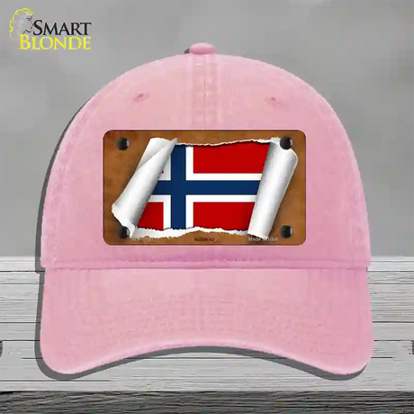 Norway Flag Scroll Novelty License Plate Hat Unconstructed Cotton / Pink