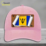 Barbados Flag Scroll Novelty License Plate Hat Unconstructed Cotton / Pink