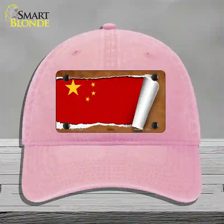 China Flag Scroll Novelty License Plate Hat Unconstructed Cotton / Pink