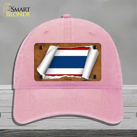 Thailand Flag Scroll Novelty License Plate Hat Unconstructed Cotton / Pink