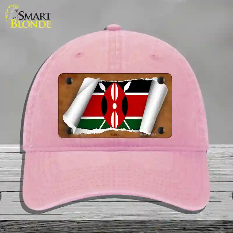 Kenya Flag Scroll Novelty License Plate Hat Unconstructed Cotton / Pink