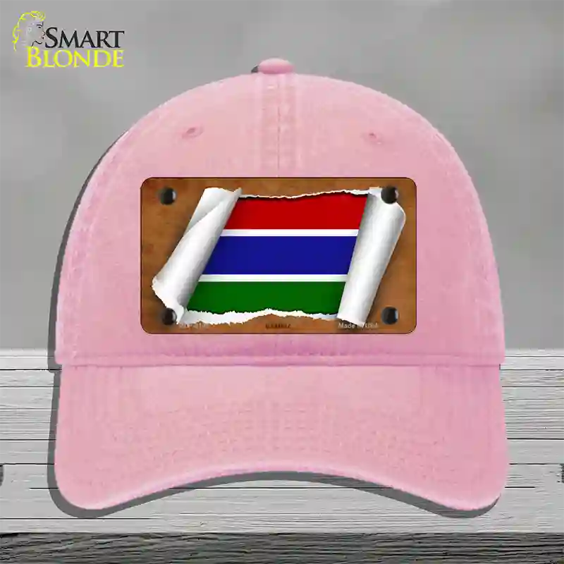 Gambia Flag Scroll Novelty License Plate Hat Unconstructed Cotton / Pink