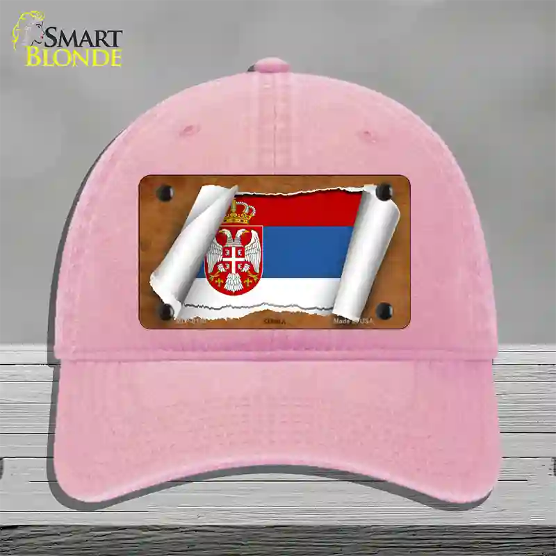 Serbia/Eagle Flag Scroll Novelty License Plate Hat Unconstructed Cotton / Pink