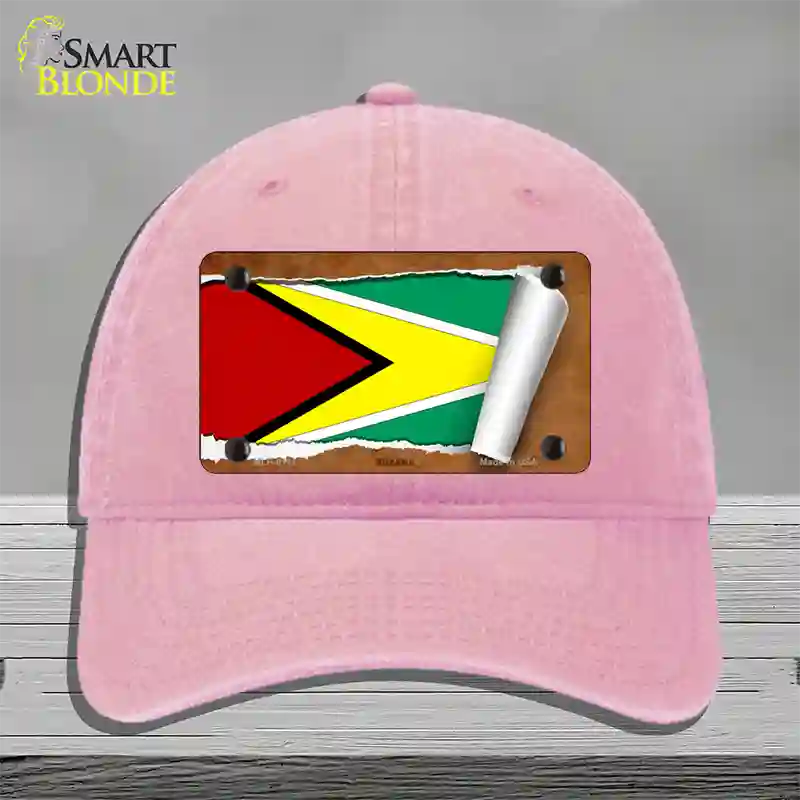 Guyana Flag Scroll Novelty License Plate Hat Unconstructed Cotton / Pink