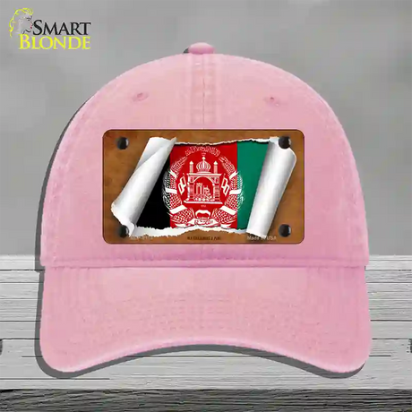 Afghanistan Flag Scroll Novelty License Plate Hat Unconstructed Cotton / Pink