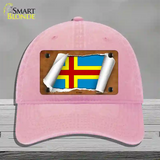 Aland Flag Scroll Novelty License Plate Hat Unconstructed Cotton / Pink