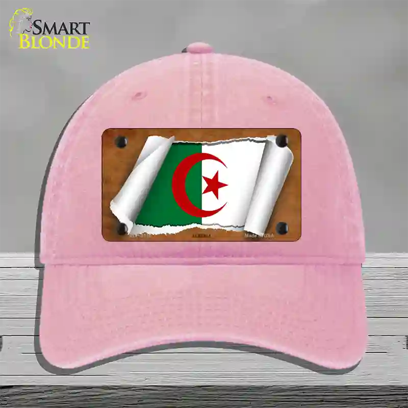 Algeria Flag Scroll Novelty License Plate Hat Unconstructed Cotton / Pink