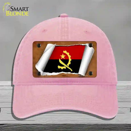 Angola Flag Scroll Novelty License Plate Hat Unconstructed Cotton / Pink