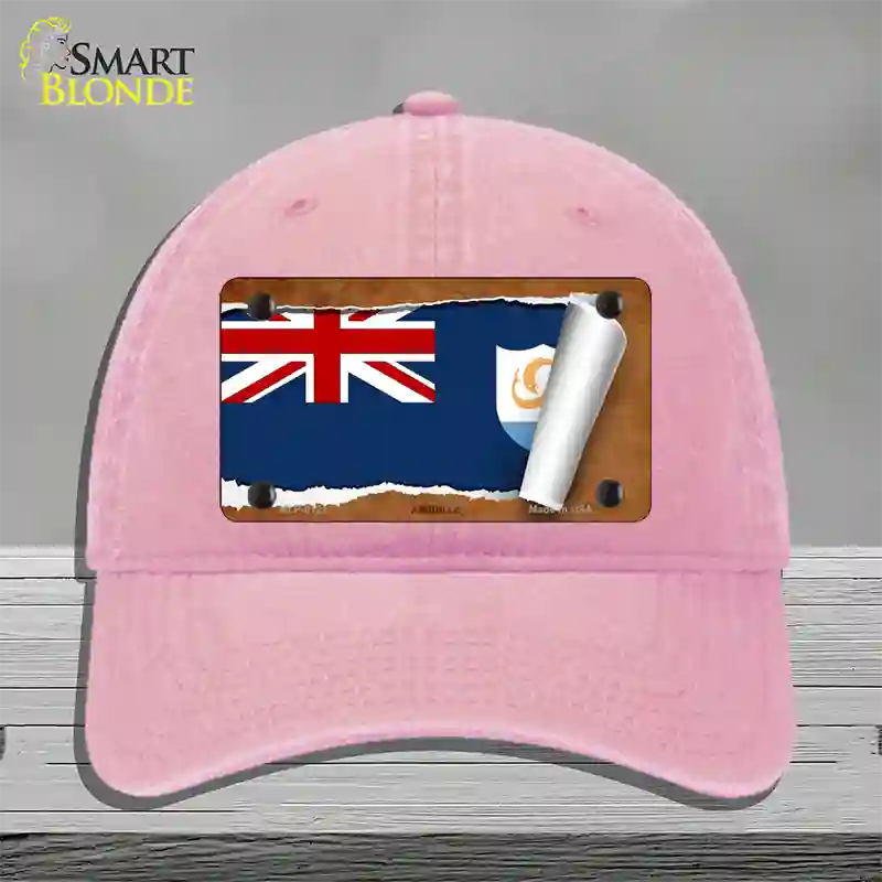 Anguilla Flag Scroll Novelty License Plate Hat Unconstructed Cotton / Pink