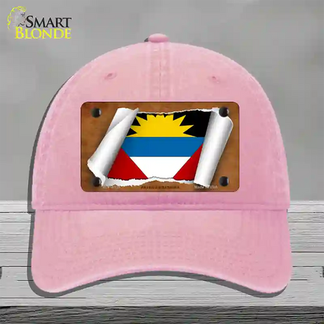 Antigua & Barbuda Flag Scroll Novelty License Plate Hat Unconstructed Cotton / Pink