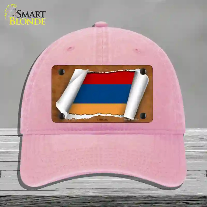 Armenia Flag Scroll Novelty License Plate Hat Unconstructed Cotton / Pink