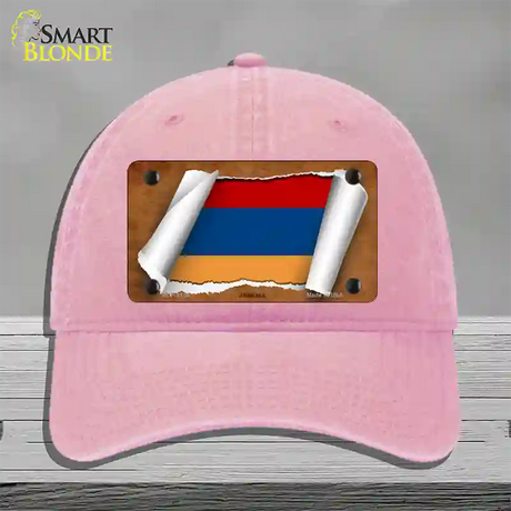 Armenia Flag Scroll Novelty License Plate Hat Unconstructed Cotton / Pink