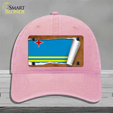 Aruba Flag Scroll Novelty License Plate Hat Unconstructed Cotton / Pink