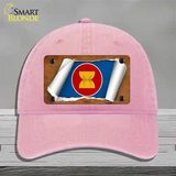 Asean Flag Scroll Novelty License Plate Hat Unconstructed Cotton / Pink