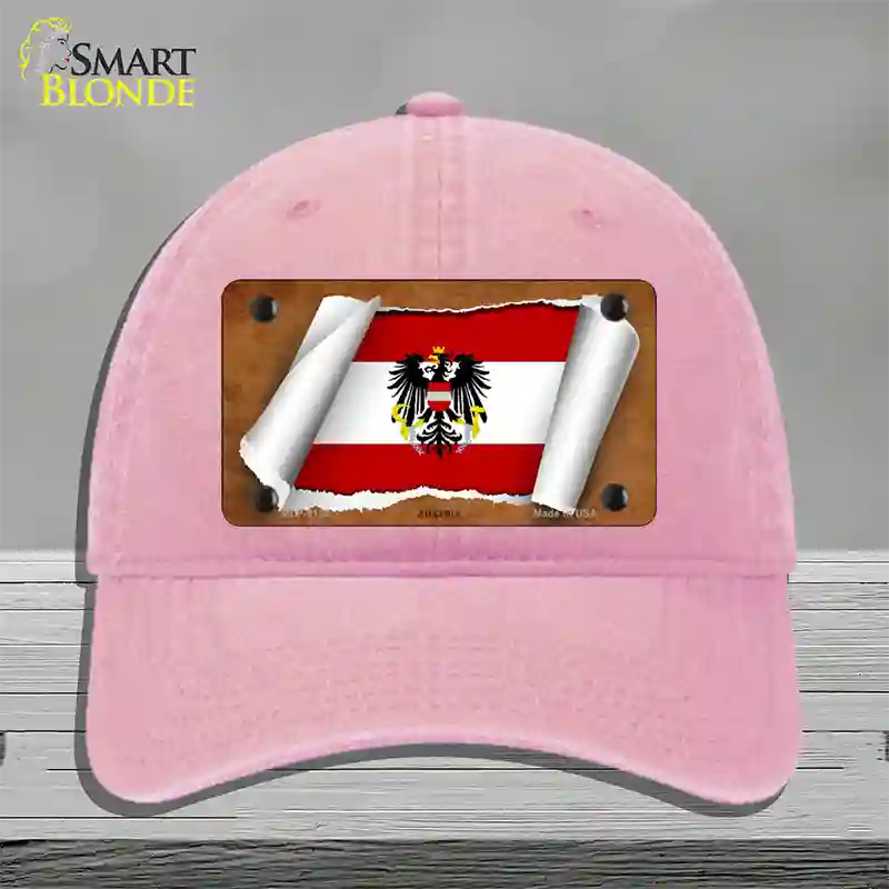 Austria Flag Scroll Novelty License Plate Hat Unconstructed Cotton / Pink