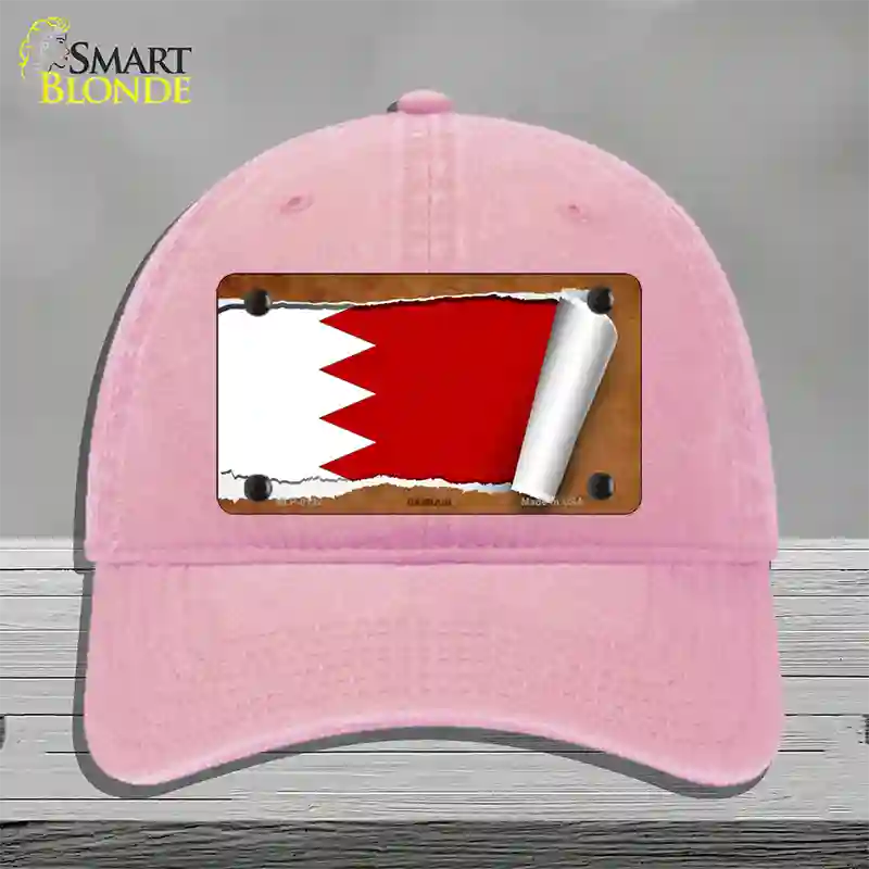 Bahrain Flag Scroll Novelty License Plate Hat Unconstructed Cotton / Pink