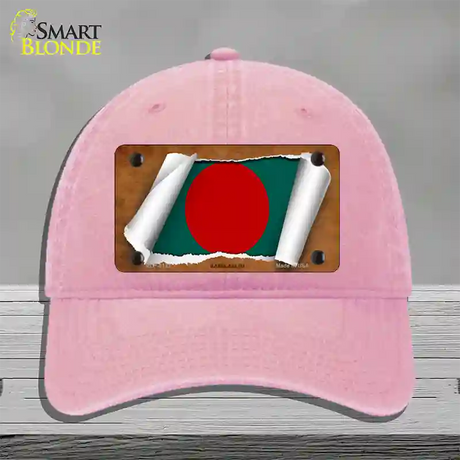 Bangladesh Flag Scroll Novelty License Plate Hat Unconstructed Cotton / Pink