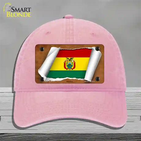 Bolivia Flag Scroll Novelty License Plate Hat Unconstructed Cotton / Pink