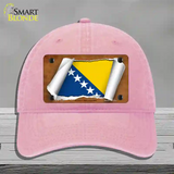 Bosnia-Herzegovina Flag Scroll Novelty License Plate Hat Unconstructed Cotton / Pink