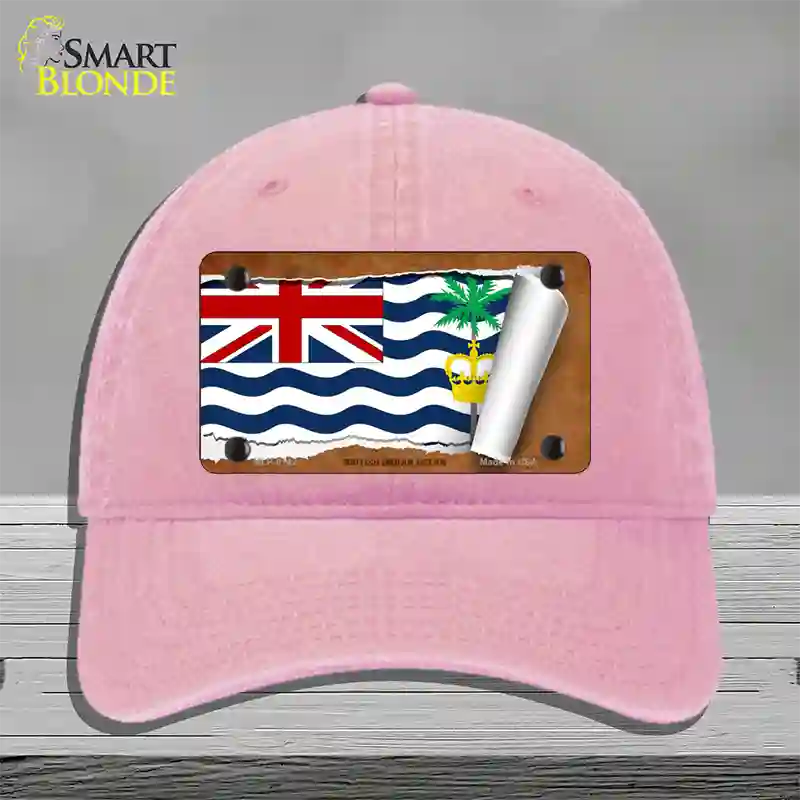 British Indian Ocean Flag Scroll Novelty License Plate Hat Unconstructed Cotton / Pink