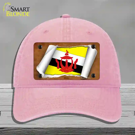 Brunei Flag Scroll Novelty License Plate Hat Unconstructed Cotton / Pink