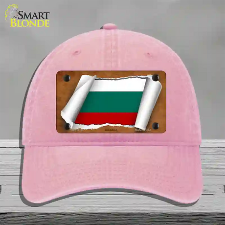 Bulgaria Flag Scroll Novelty License Plate Hat Unconstructed Cotton / Pink