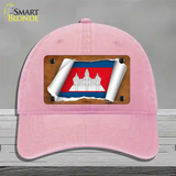 Cambodia Flag Scroll Novelty License Plate Hat Unconstructed Cotton / Pink