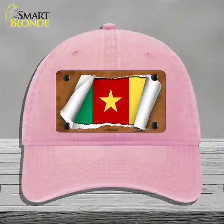 Cameroon Flag Scroll Novelty License Plate Hat Unconstructed Cotton / Pink