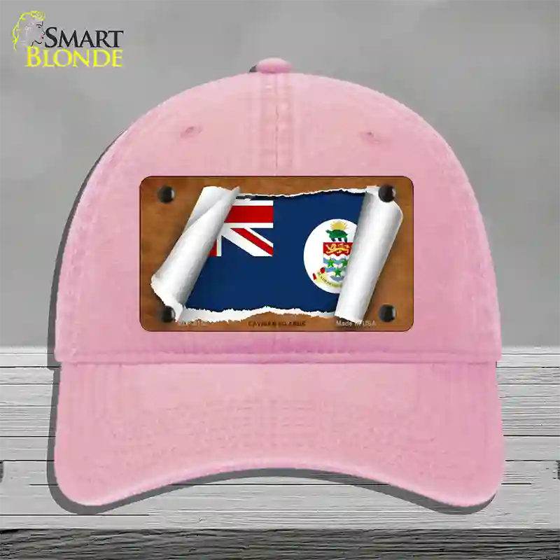 Cayman Islands Flag Scroll Novelty License Plate Hat Unconstructed Cotton / Pink