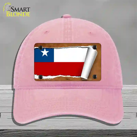 Chile Flag Scroll Novelty License Plate Hat Unconstructed Cotton / Pink