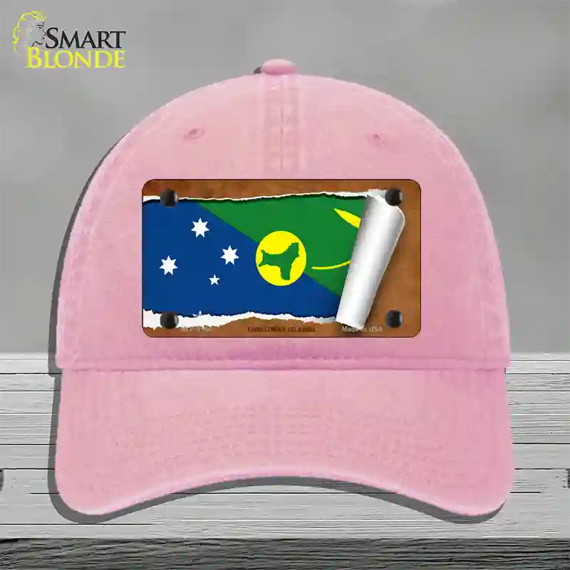 Christmas Islands Flag Scroll Novelty License Plate Hat Unconstructed Cotton / Pink