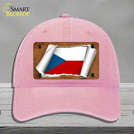 Czech Republic Flag Scroll Novelty License Plate Hat Unconstructed Cotton / Pink