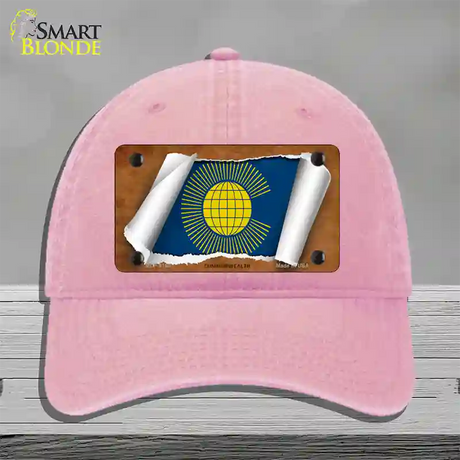 Commonwealth Flag Scroll Novelty License Plate Hat Unconstructed Cotton / Pink