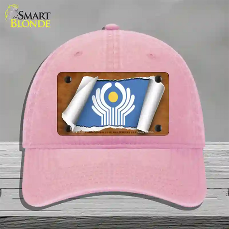 Commonwealth of Independent States Flag Scroll Novelty License Plate Hat Unconstructed Cotton / Pink