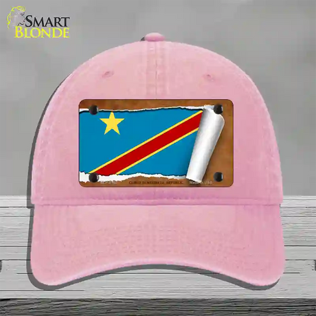 Congo Democratic Republic Flag Scroll Novelty License Plate Hat Unconstructed Cotton / Pink