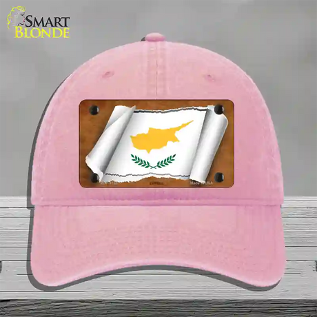 Cyprus Flag Scroll Novelty License Plate Hat Unconstructed Cotton / Pink