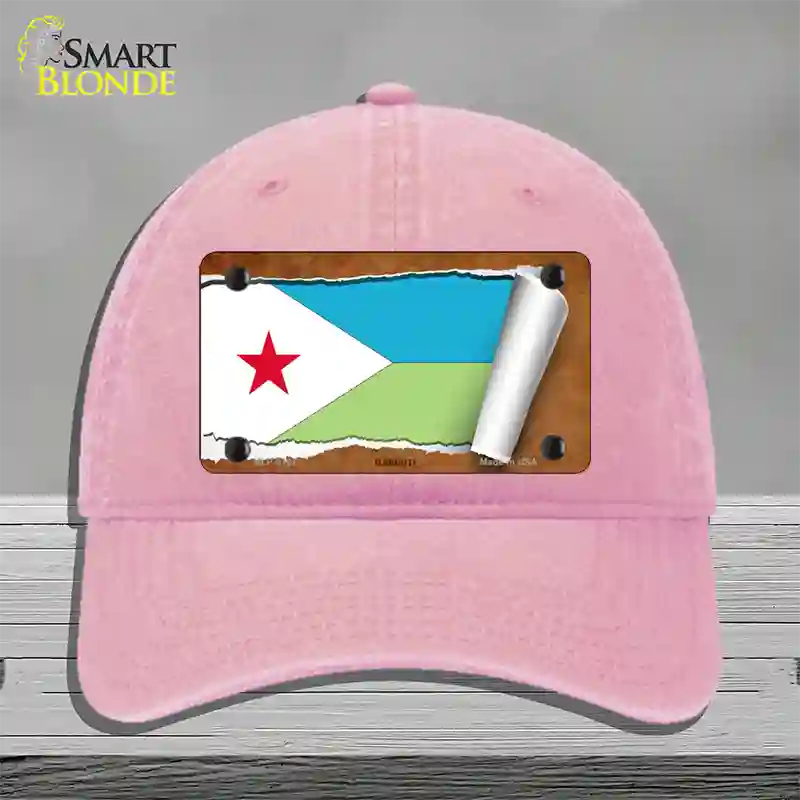 Djibouti Flag Scroll Novelty License Plate Hat Unconstructed Cotton / Pink