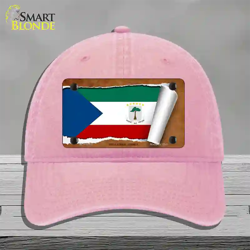 Equatorial Guinea Flag Scroll Novelty License Plate Hat Unconstructed Cotton / Pink