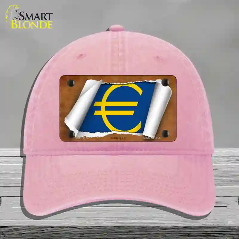 Euro Flag Scroll Novelty License Plate Hat Unconstructed Cotton / Pink