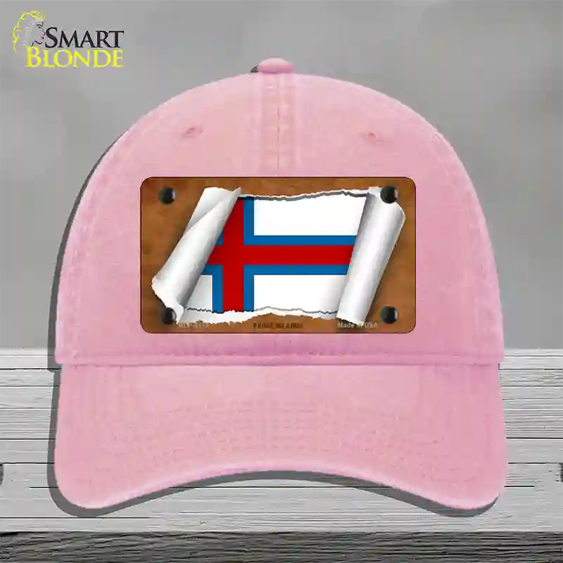 Faroe Islands Flag Scroll Novelty License Plate Hat Unconstructed Cotton / Pink