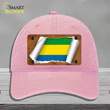 Gabon Flag Scroll Novelty License Plate Hat Unconstructed Cotton / Pink