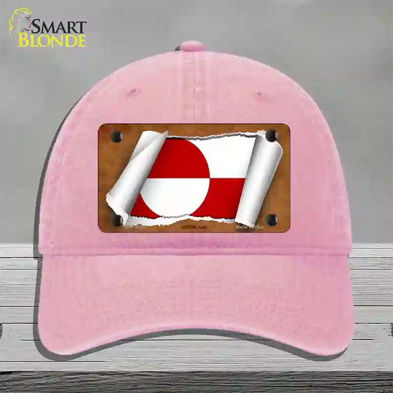 Greenland Flag Scroll Novelty License Plate Hat Unconstructed Cotton / Pink