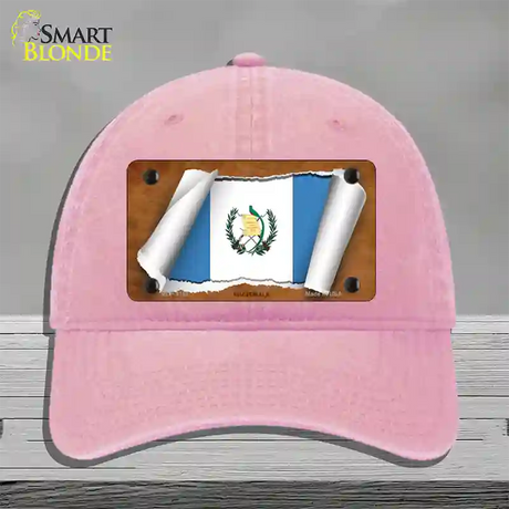 Guatemala Country Flag Scroll Novelty License Plate Hat Unconstructed Cotton / Pink